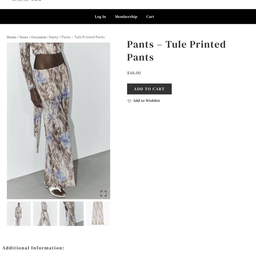 Zara Cream and Blue Printed Wide Leg Pants